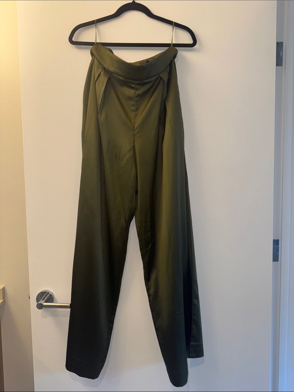 Banana Republic Olive Green High-Waist Wide-Leg Women's Silky Pants Size 4